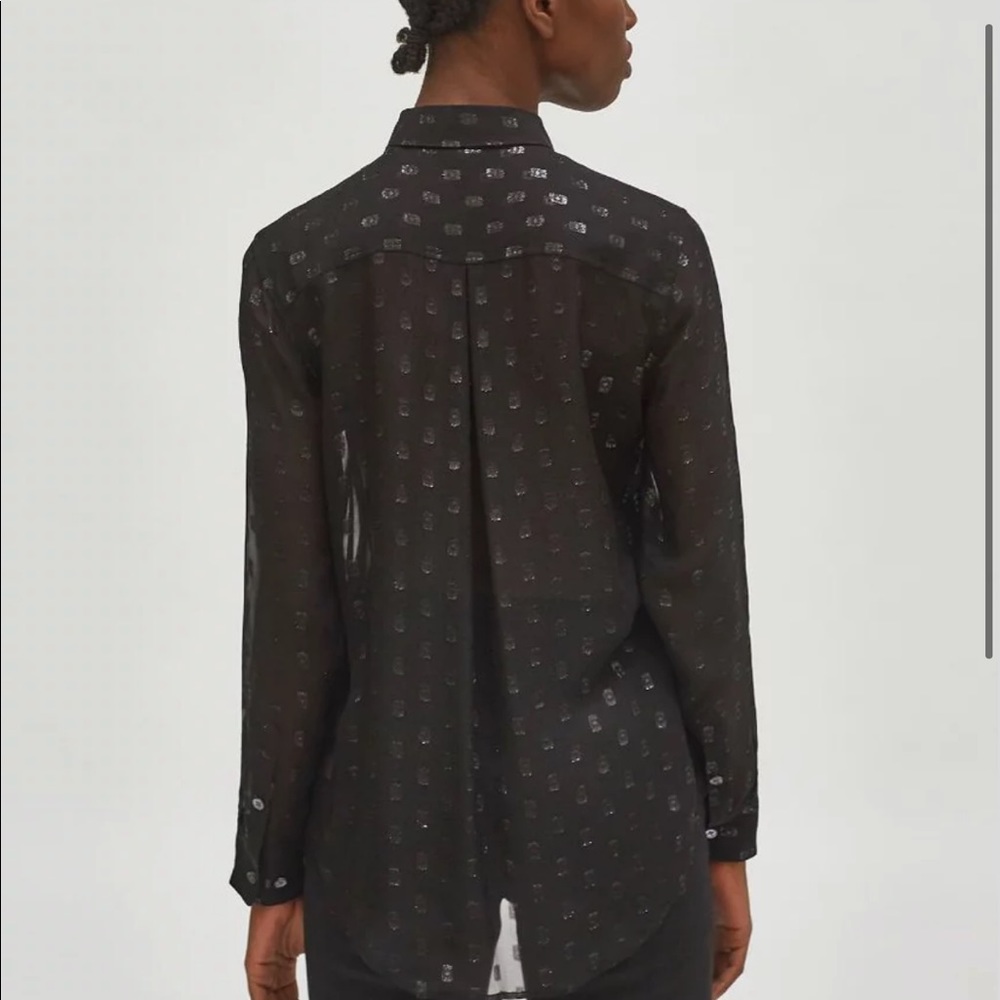 Equipment black silk sheer blouse